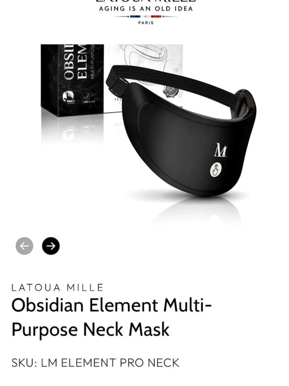 Latoua Mille Obsidian Element Multi-Purpose Neck Mask Black NWT
